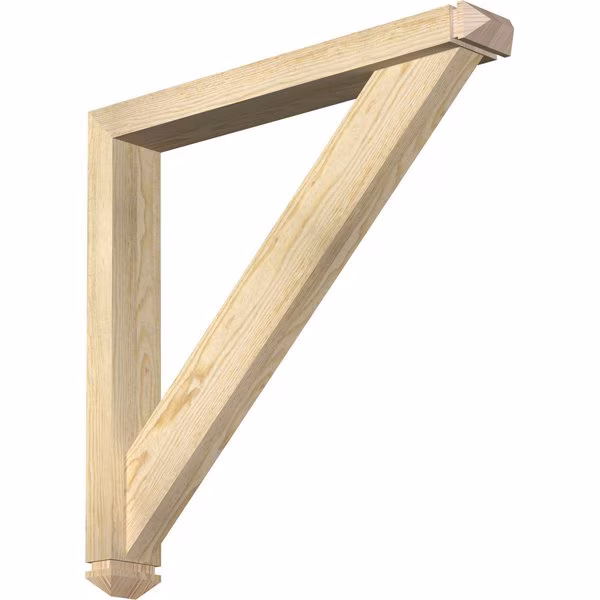 Traditional Arts and Crafts Rough Sawn Bracket w/ Offset Brace, Douglas Fir, 4